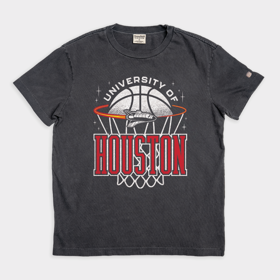 Houston Cougars Basketball Rocket Vintage Heavyweight Tee Style001