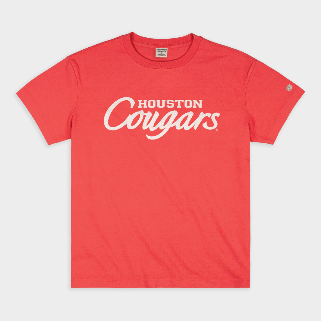 Houston Cougars Script Vintage Heavyweight Tee Style001