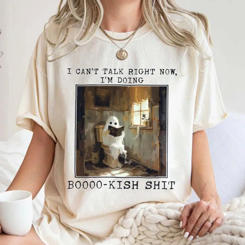 Halloween  Retro Ghosts Reading Books Librarian Halloween Gift Spooky Season Trendy Shirt Gift Halloween Book Lover Funny