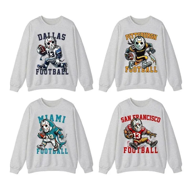 Halloween All Team Football Sweatshirt, Vintage Football Halloween Big World Logo Sweatshirt, Halloween Gift for Men, Women