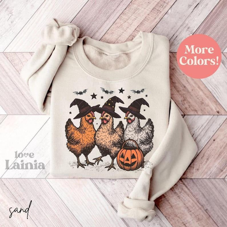 Halloween Chicken Sweatshirt, Halloween Chicken Shirt for Women Chicken Lover Gift Funny Chicken Shirt Ghost Chickens Tee Fall Chicken  T-shirt, sweater and Hoodie