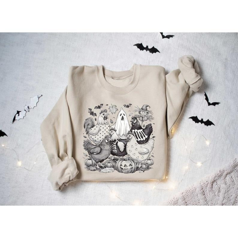 Halloween Chicken Sweatshirt, Halloween Chicken Shirt, Chicken Lover Gift, Funny Chicken Shirt, Ghost Chickens Tee, Fall Chicken  T-shirt, sweater and Hoodie