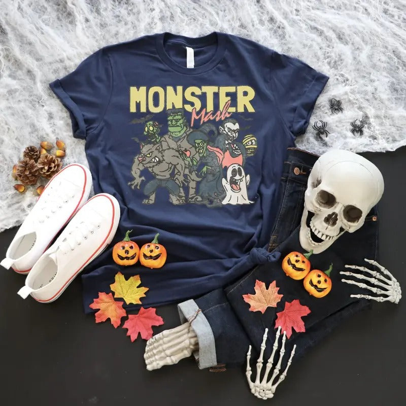 Halloween Monster Mash Tshirt -Vintage Halloween Shirt - Cute Halloween Shirt