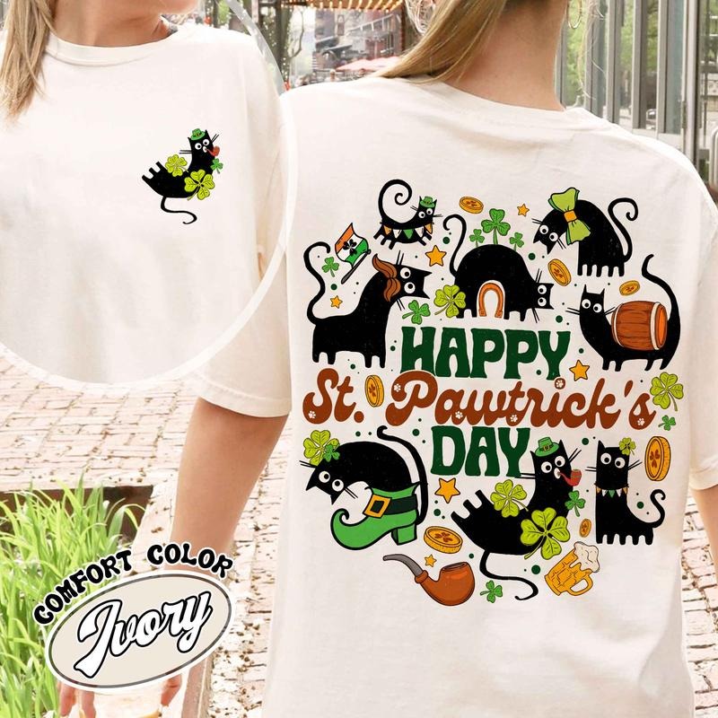 Happy St Patrick's Day Cat,Cats St Patricks Day Shirt,St Patricks Day And Cat Shirt,Funny St Patricks Day Cat Lover Shirt,Gift For Cat Lover
