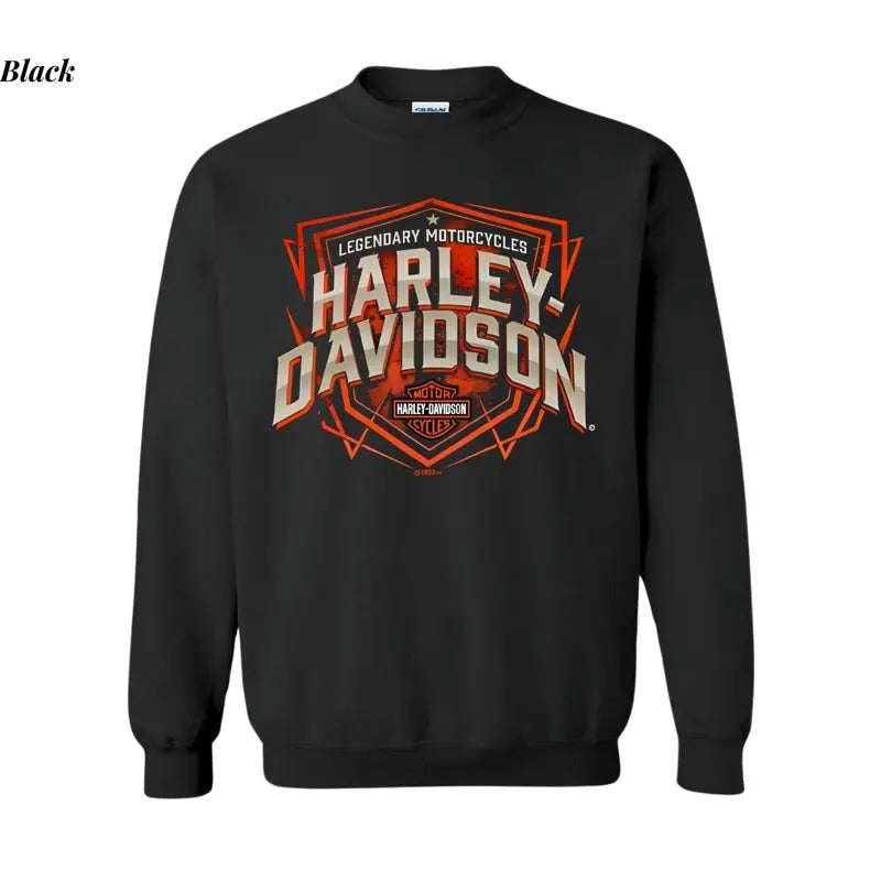 Harley Davidson Sweartshirt, 90s Vintage Bootleg Style Sweatshirt, Motorcycle Graphic Shirt, Cotton Fabric Soft Top Menswear