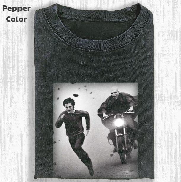 Harry Potter Vintage Graphic Tee, Cycling Chasing funny T-Shirt, Movies Tee, Unisex Meme Cringe Funny Dumb Shirt, Menswear Womenswear Streetwear Cotton Comfort