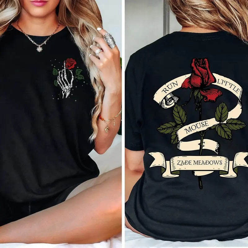 Haunting Adeline T-Shirt, Run Little Mouse Hunting Sweatshirt, Zade Meadows Dark Romance Gifts, Booktok Hd Carlton Bookish Smut Womenswear Crewneck Graphic Fabric Pullover Sweater