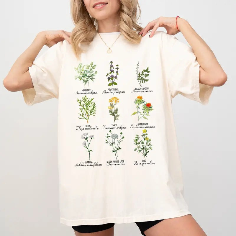 Herbs For Reproductive Freedom Comfort Colors Shirt, Vintage Botanical Graphic Tee, Women's Rights Oversized T-shirt
