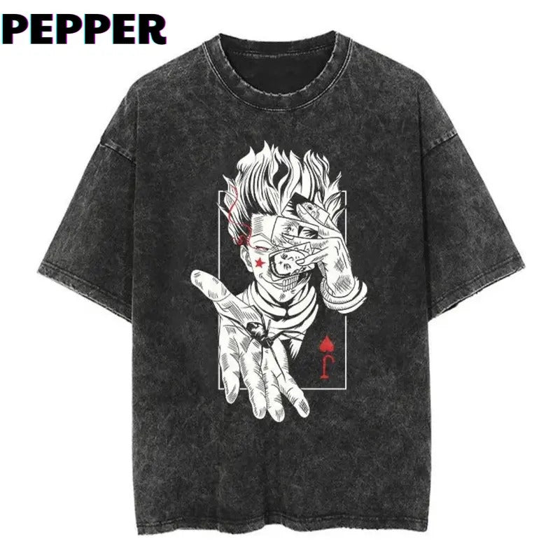 Hisoka Joker Vintage Tee Menswear Top Underwear Streetwear