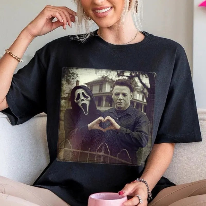 Horror Movie Halloween Shirt, Scary Vintage Scary Movie Tee, Myers Ghostface, Retro Horror Film, Funny Couple Gift, Funny Valentine Shirt