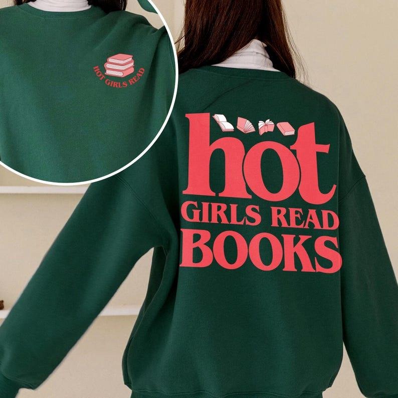 Hot Girls Read Book Sweatshirt, Born To Read Bookish Crewneck, Bookish Shirt For Her, Funny Reader Shirt, Gift For Book Lover