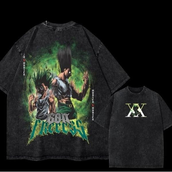 Hunter x Hunter Anime Heavy Oversized Acid-Washed Unisex T-Shirt | Streetwear & Gym Style | HxH Anime | Gon Fan Gift
