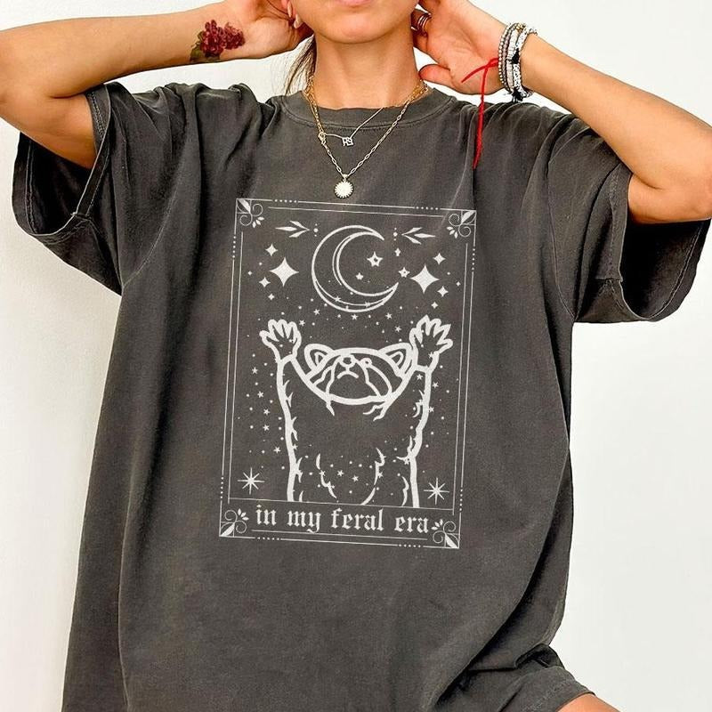 In My Feral Era Shirt, Comfort Raccoon Shirt, Mystical Tee, Raccoon Gifts for Her, Racoon Tshirt, Comfort Shirt for Raccoon Lover, Raccoons Vintage Shirt, Retro Raccoon Moon Tshirt, Raccoon Lovers T Shirt, Funny Raccon Tee, Oversized Shirt for Women