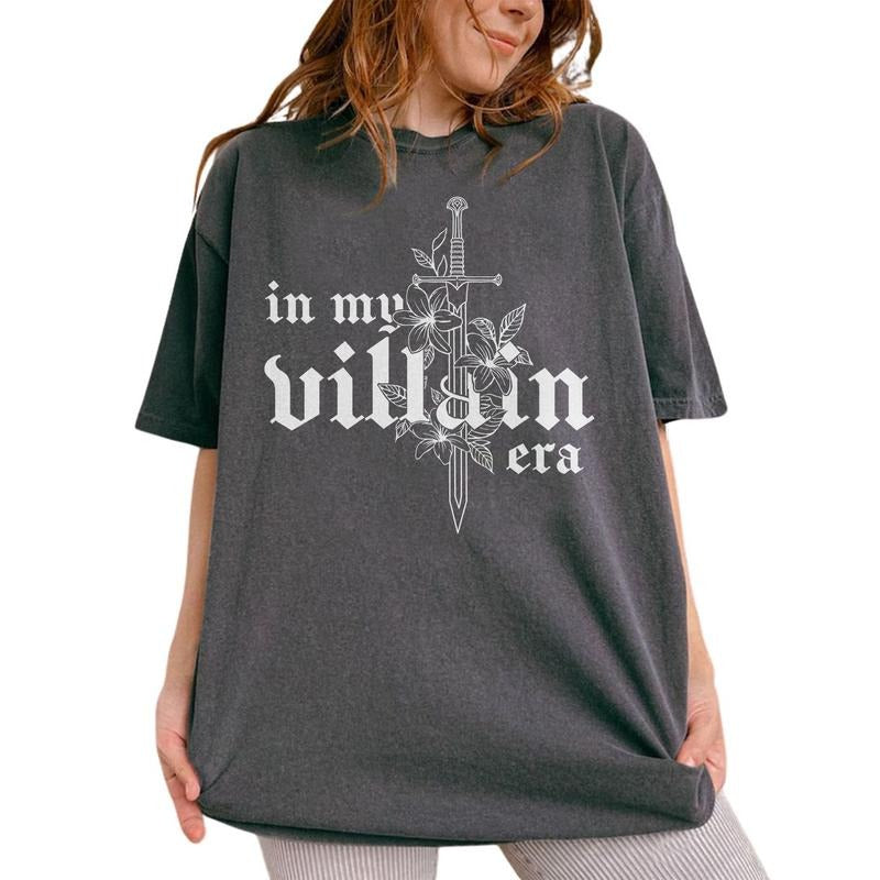 In My Villain Era Shirt, Dark Romance Book Tee, Spicy Book Lover Graphic Tee Women, Book Club Unhinged Shirt, Bookish Comfy Fabric Oversized Graphic Tee, Funny Women Shirt, Shirt For Girl, Women's Tops, Womenswear, Cotton Fabric Tee