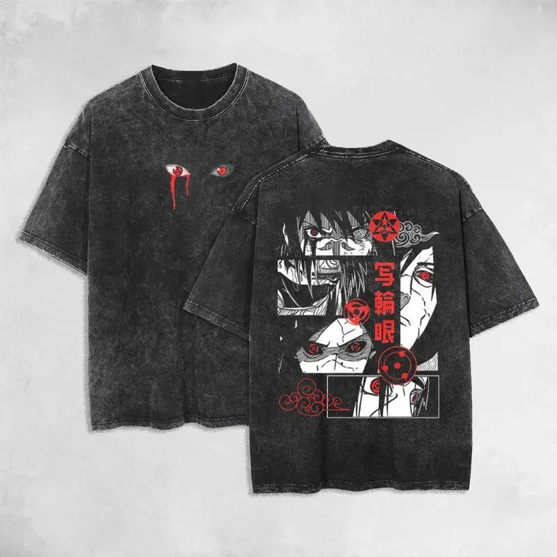 Itachi Uchiha,Sasuke & Naruto Anime Double Printed Oversized  Manga Lover Gift Set Anime Clothing Set Anime graphic tees Vintage Washed Tee Unisex Mineral Wash Heavy Cotton T-shirt Iconic Movie Film Gift For Him Gift For Her Sweatshirt, Hoodie, Comfort Co