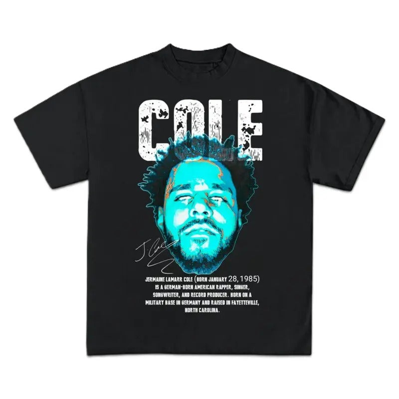 J Cole Shirt, Vintage Black Rap Tee, Iconic Hip Hop Graphic Print, Merch for Fans, Premium Heavy Cotton, Music Lovers, Streetwear Vibe Menswear Soft