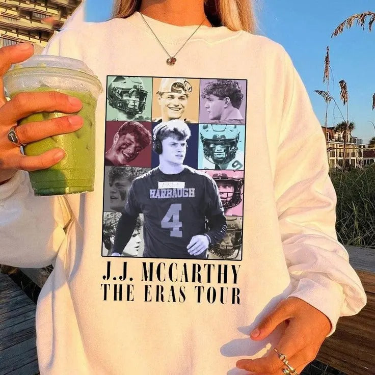 J.J. McCarthy The Eras Tour Sweatshirt, J.J. McCarthy Sweatshirt, J.J. McCarthy Sweatshirt, Unisex J.J. McCarthy Vintage Sweatshirt.