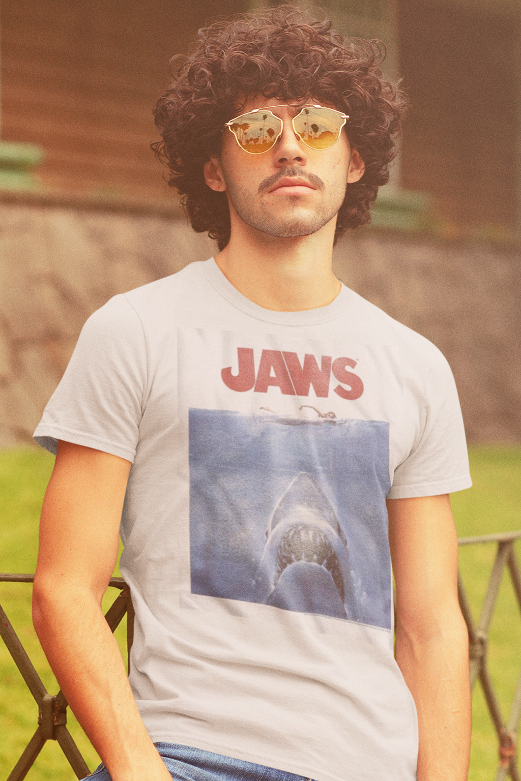 Jaws Poster Blue T-Shirt