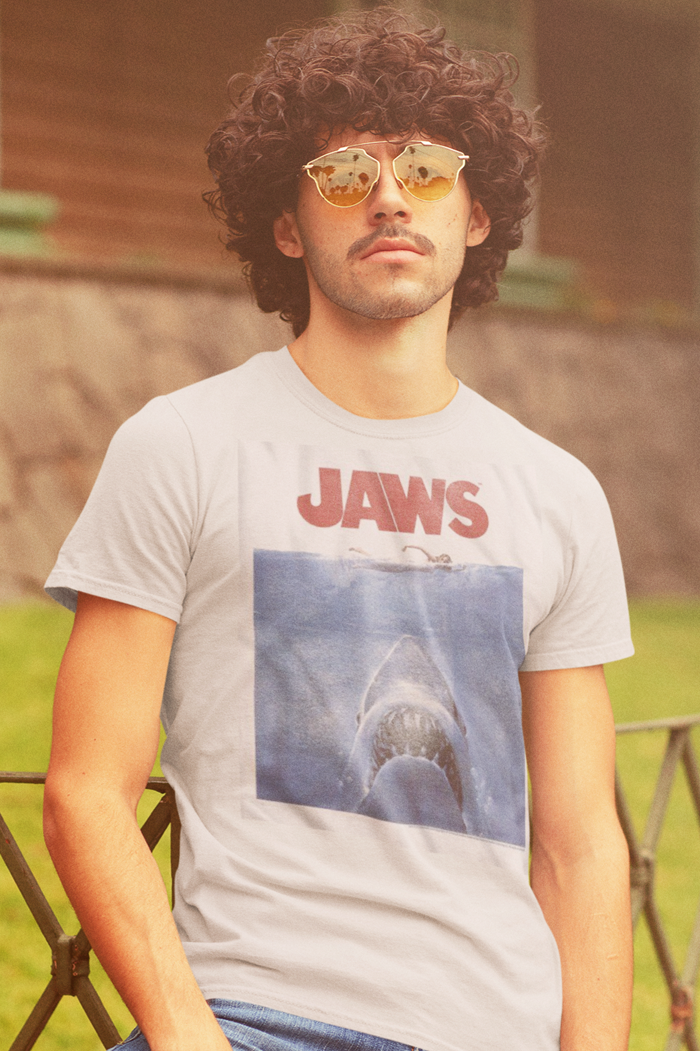 Jaws Poster Blue T-Shirt