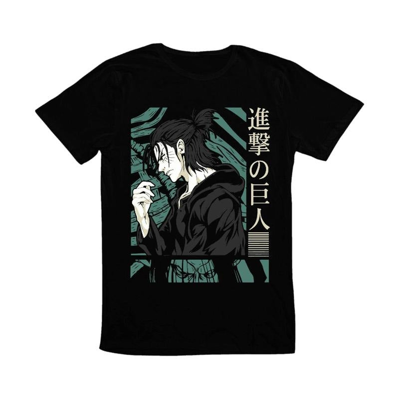 Japanese Anime Attack on Titan Eren Yeager Side Graphic T-Shirt Casual Classic Cotton Fabric