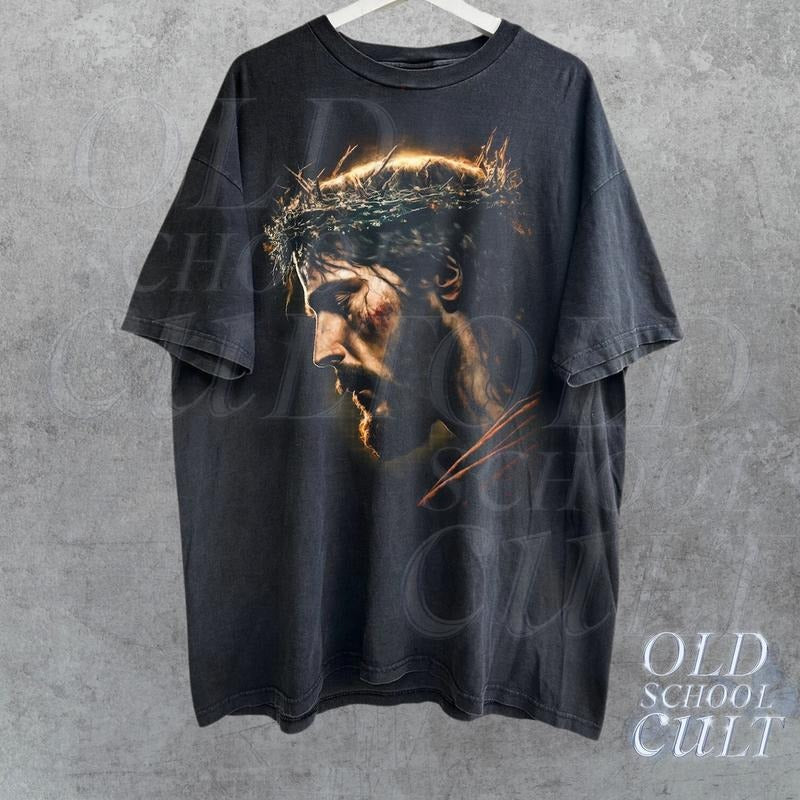 Jesus Vintage 90s Graphic Shirt, Jesus Shirt, Easter Shirt, Christian Easter Shirt Cotton Menswear