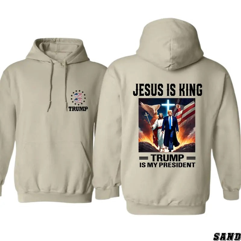 Jesus is King Trump Hoodie - Faithful Patriot Design, Unisex Classic Fit
