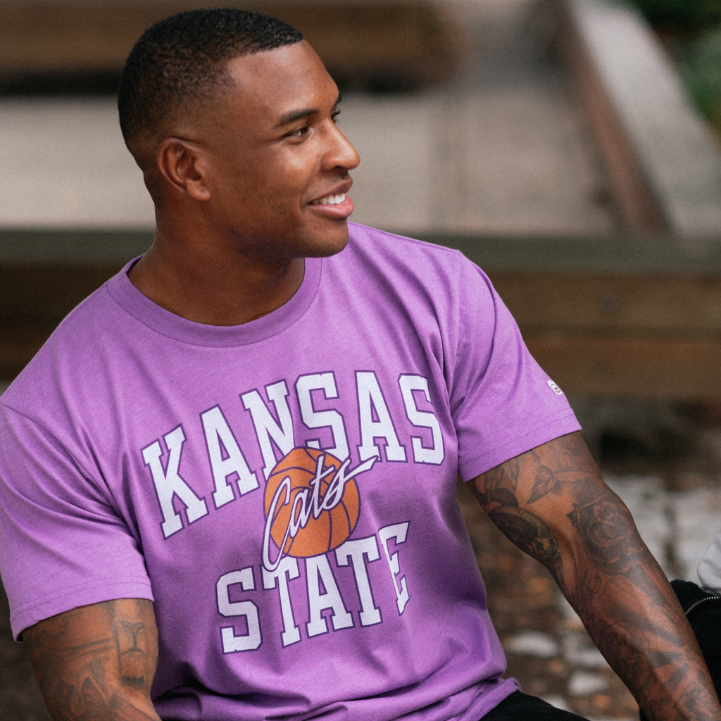 Kansas State Basketball Vintage Script "Cats" Tee Style001