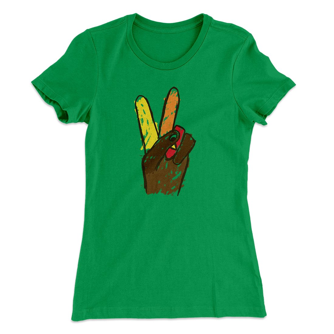 Peace Sign Hand Turkey Funny Thanksgiving Women's T-Shirt