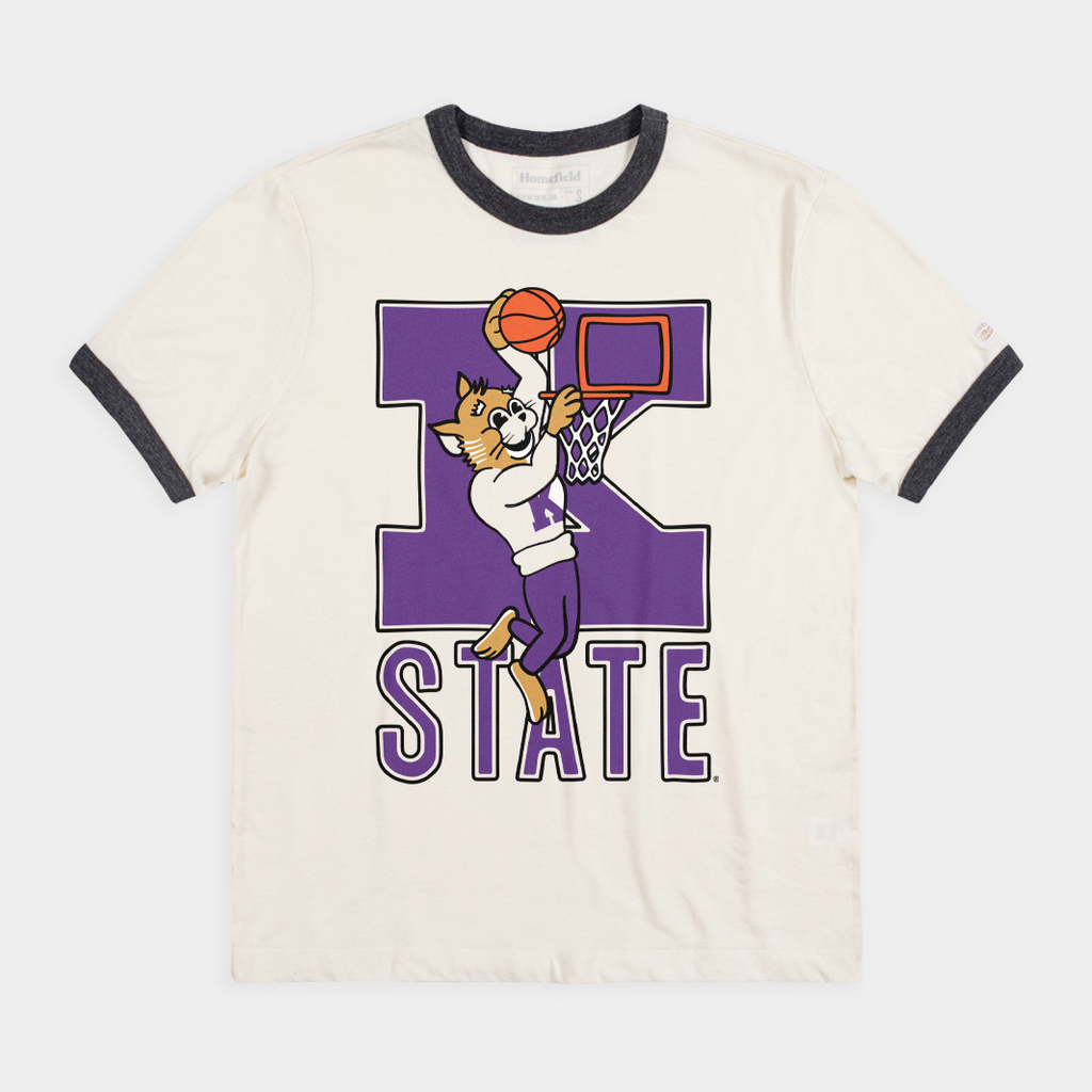 Vintage Slam Dunk Willie Wildcat K-State Ringer Tee Style001
