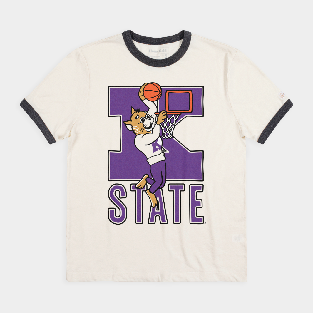 Vintage Slam Dunk Willie Wildcat K-State Ringer Tee Style001