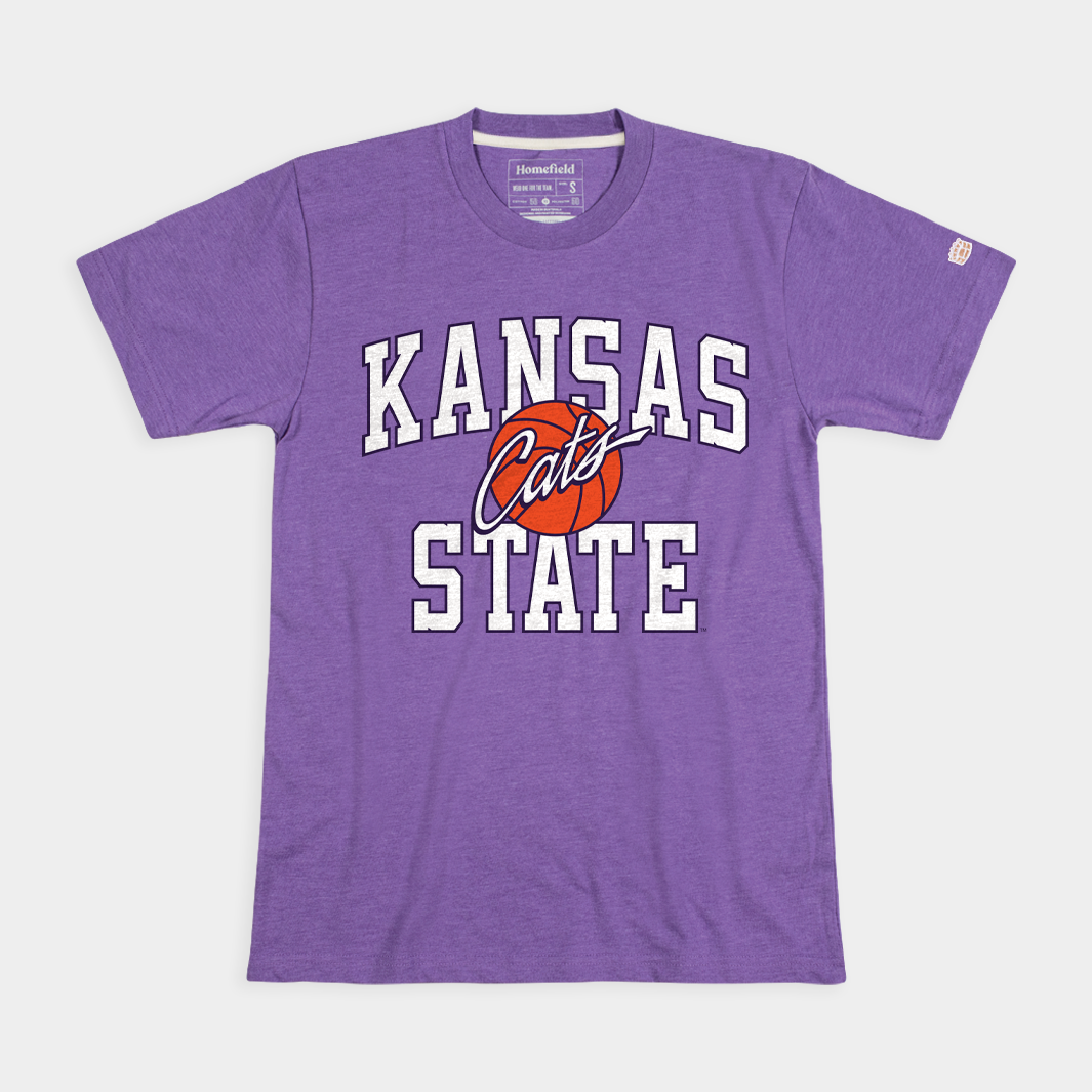 Kansas State Basketball Vintage Script "Cats" Tee Style001