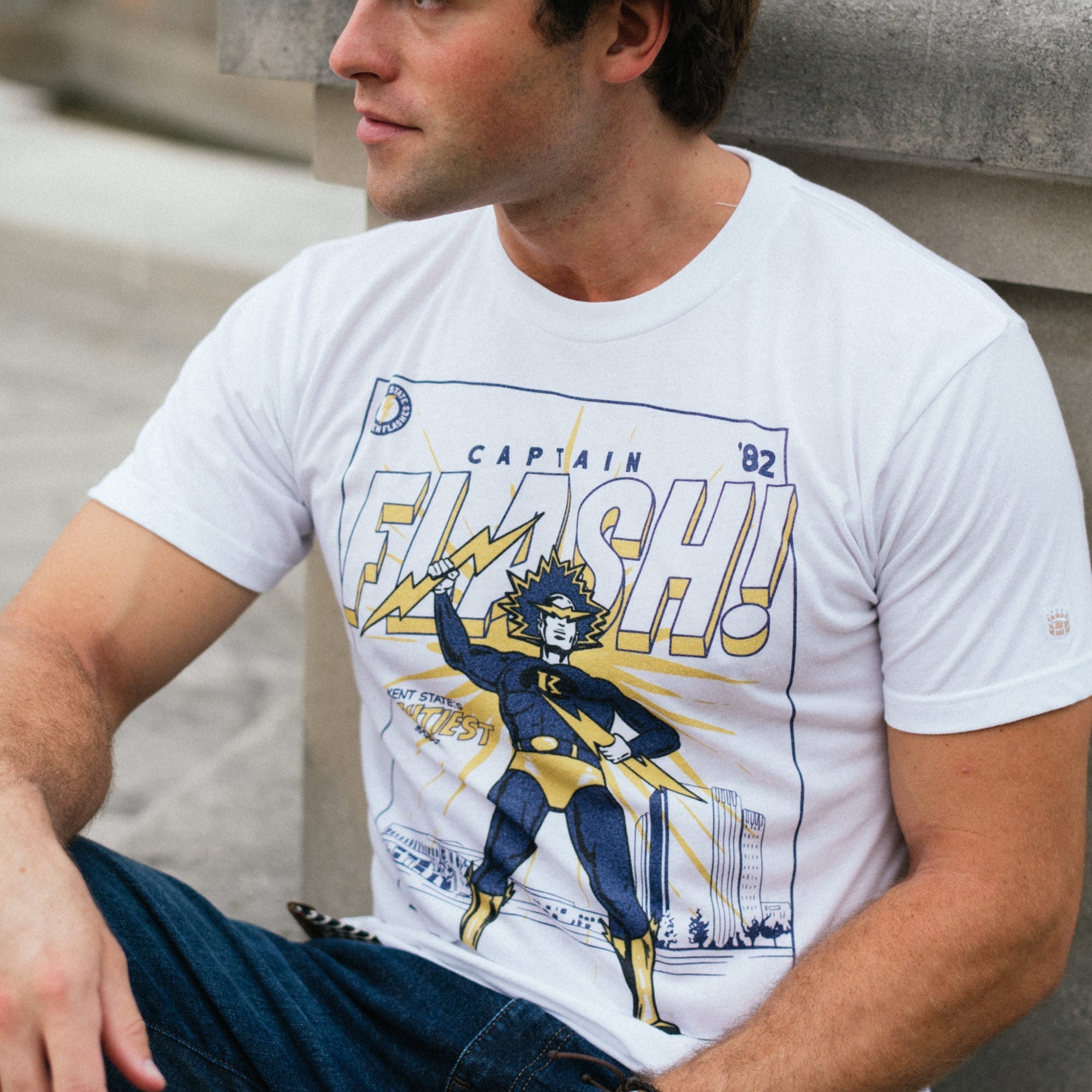 Kent State Vintage Captain Flash 1980's Tee Style001