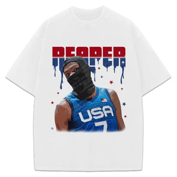 Kevin Durant Slim Reaper KD USA Ski Mask Revenge Team Custom Design Graphic Tee Crewneck Cotton