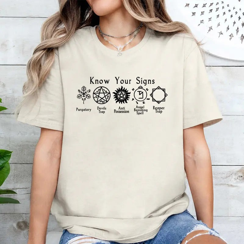 Know Your Signs Supernatural Shirt, Vintage Supernatural Shirt, Gift For Woman and Man Unisex T-Shirt