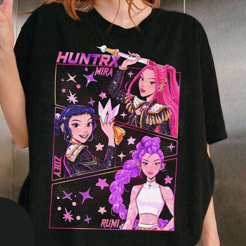 Kpop Demon Hunters Jinu Manga Graphic Tee, Kpop Huntrix Demon Hunter Youth Shirt, Saja Girls Kpop T-Shirt