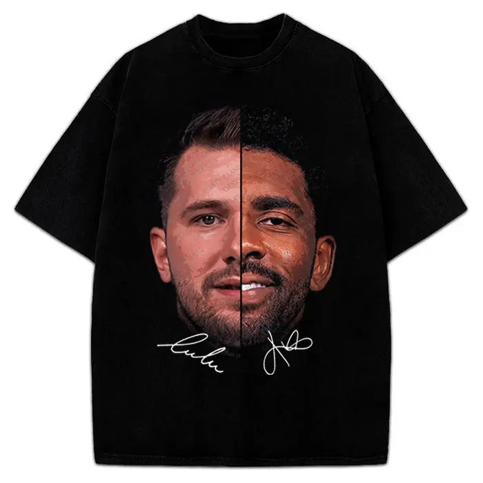 Kyrie Irving And Luka Doncic T-Shirt Dallas Basketball Custom Design Graphic T-Shirt For Dallas Fans Crewneck Cotton