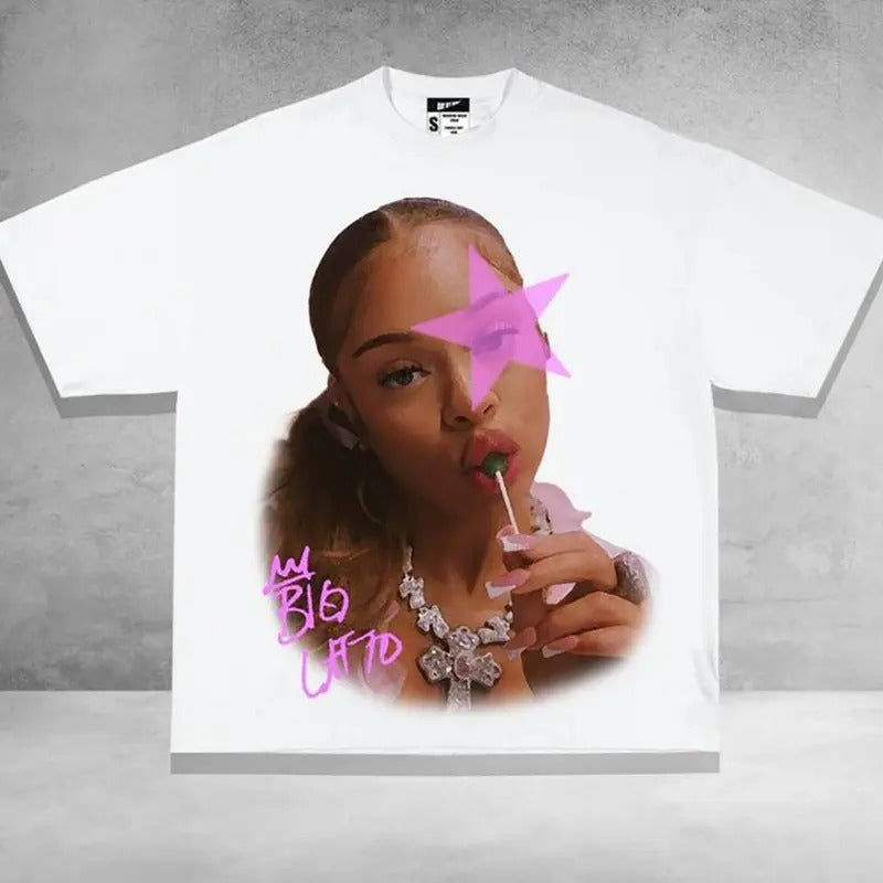 LATTOOÔ Star Graphic T-Shirt, Unisex Cotton Fabric, Comfortable Top, Medium Size, Printed Design