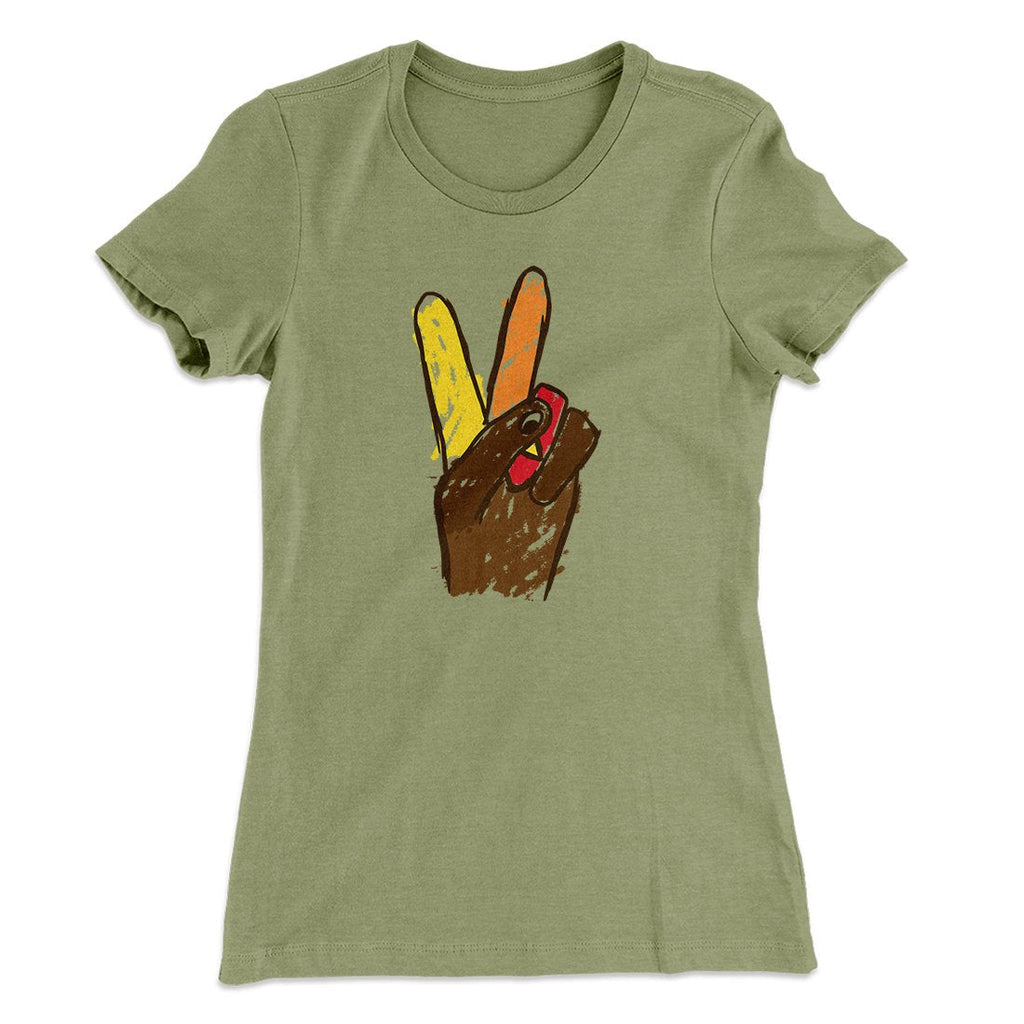 Peace Sign Hand Turkey Funny Thanksgiving Women's T-Shirt