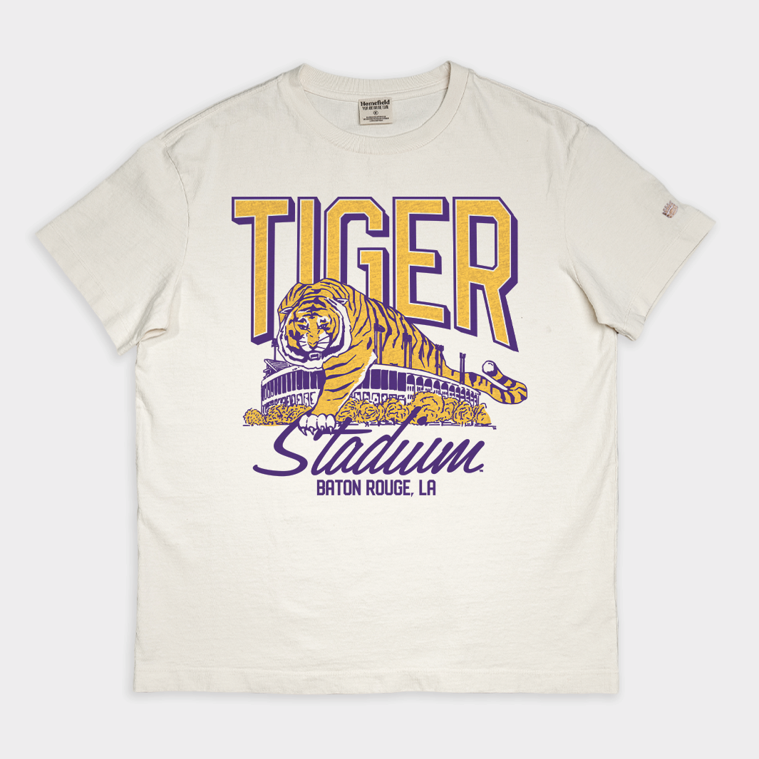 LSU Football Tiger Stadium Vintage Heavyweight Tee Style001