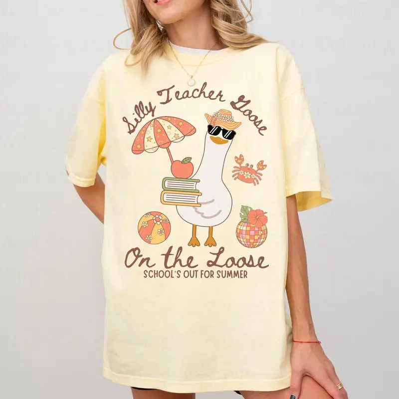 Last Day of School Teacher Shirts, Schools Out for Summer Silly Goose Teacher Shirt, End of Year Teacher Shirt, Funny Summer Teacher Shirt