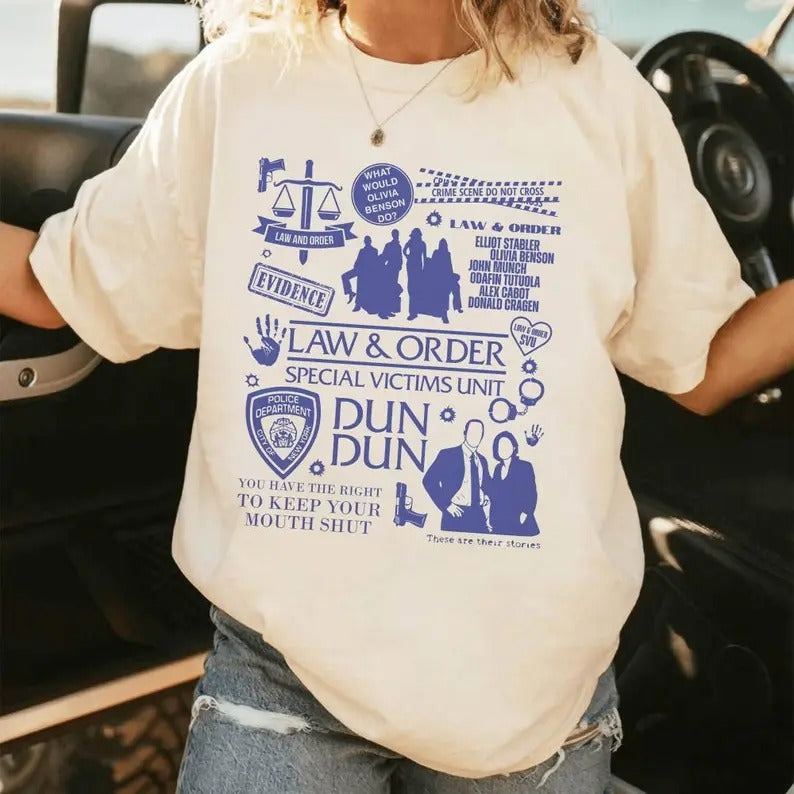 Law & Order Special Doodle Art Shirt | Vintage Olivia Benson And Elliot Stabler | Law And Order Movie Shirt | Law And Order Shirt, Cotton Womenswear