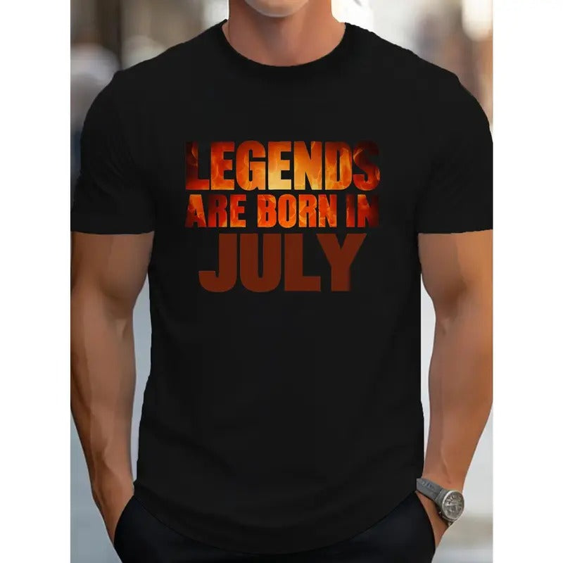 Legends Born in July Premium Comfort Fit Cotton Men's T-Shirt - Classic Tee for Men - Soft, Breathable, and Durable - Unique Birthday Gift Idea Made in USA