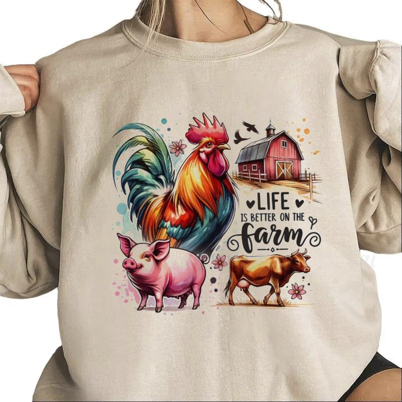 Life Is Better On The Farm Sweatshirt Hoodie Unisex Farm Animal Red Barn T-Shirt Hunting Season 2025 tee