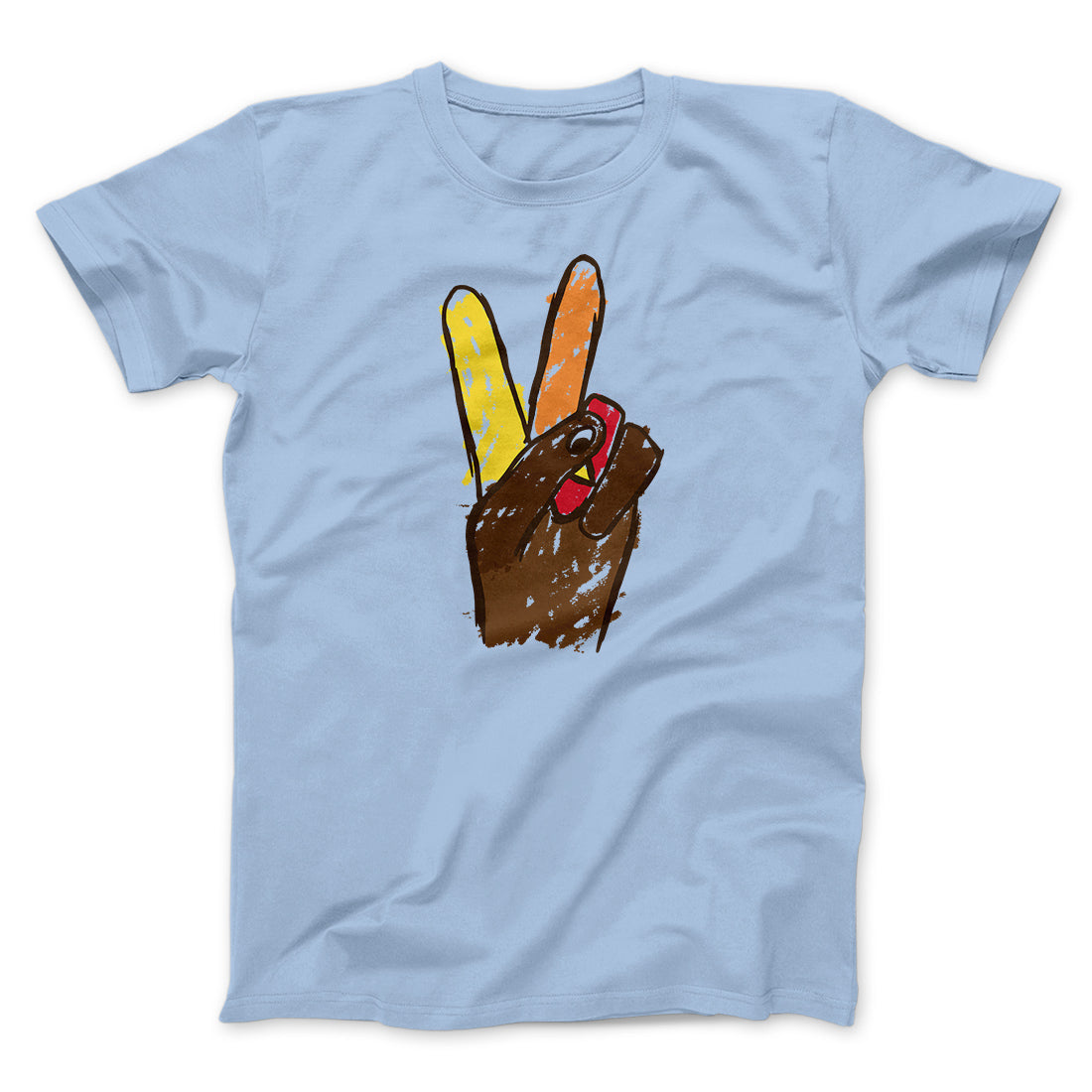 Peace Sign Hand Turkey Funny Thanksgiving Men/Unisex T-Shirt