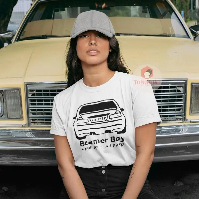 Lil Peep T-Shirt - California Girls Album Tee - Beamer Boy Song - Rap Music Graphic Shirt - Artist for Gift, 100% Cotton, Crew Neck, Slight Stretch, Breathable & Wear-Resistant, All-Season Short Sleeve Tee, Perfect for Outdoor & Daily Fashion