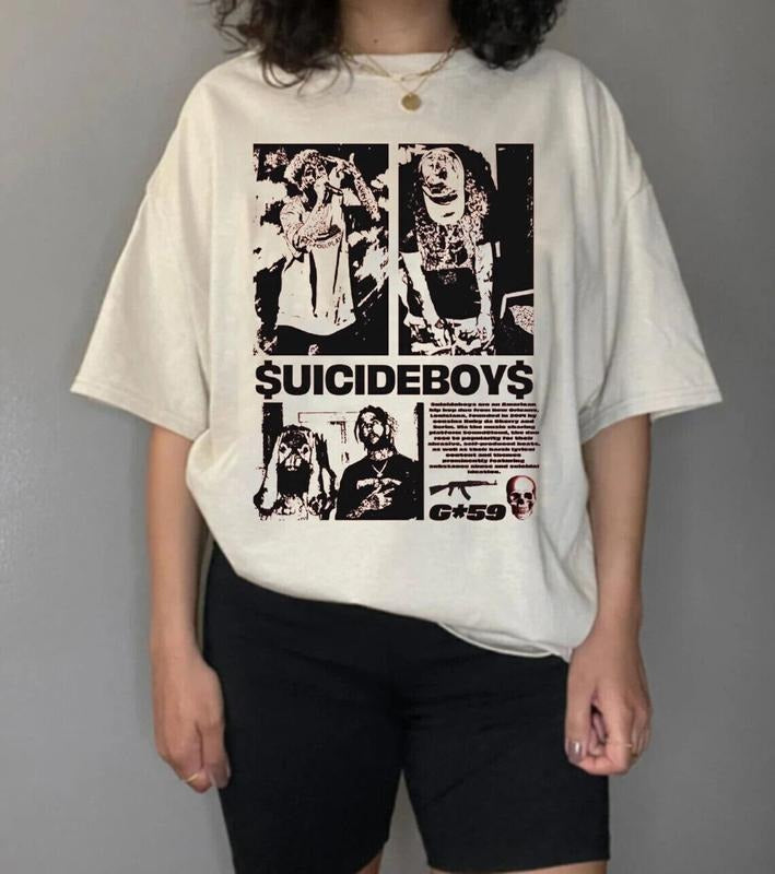 Limited Sui.cide_boys Vintage Grey Day 2023 Tour Uicideboy Skeleton White T-Shirt