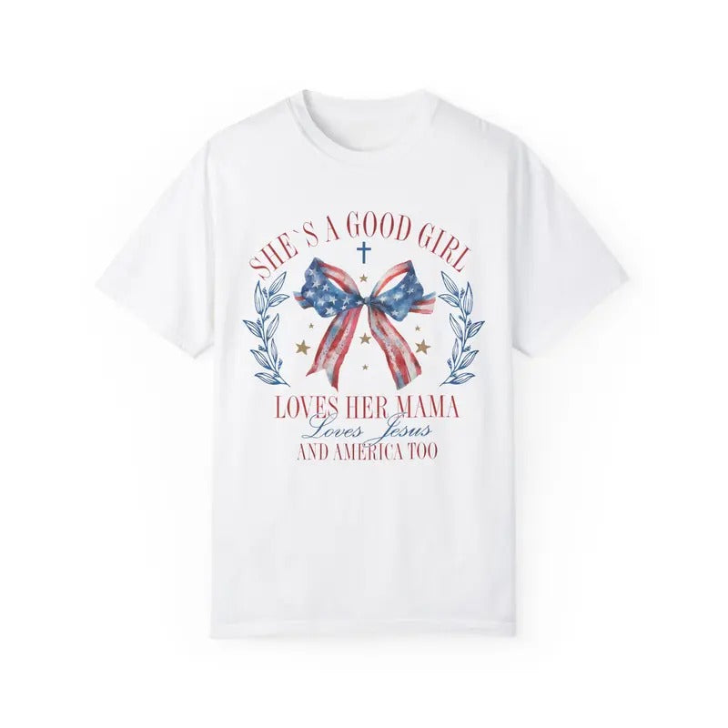 Loves Jesus And America Too Shirt Comfort Colors, July 4th Shirt, USA Oversized Graphic Tshirt, Patriotic Tshirts, America Shirt