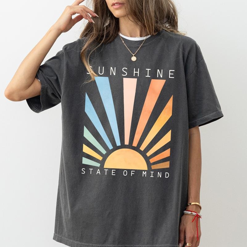 MAPTEES Sunshine State Of Mind Comfort Colors Shirt, Retro Summer T-shirt, Summer Sun Graphic Tee, Preppy Summer Clothing, Retro Sun Tee