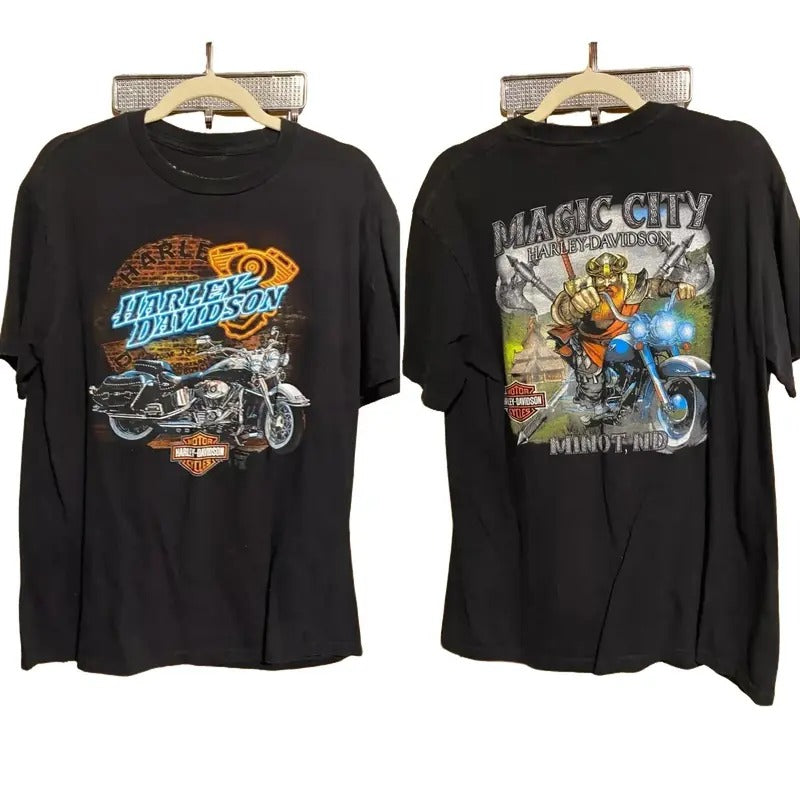 Magic City Harleyy Davidsonn Mens Black Short Sleeve T-shirt, Classic Motorbike Shirt, Cool Shirts For Men, Car Merch, Menswear Tops