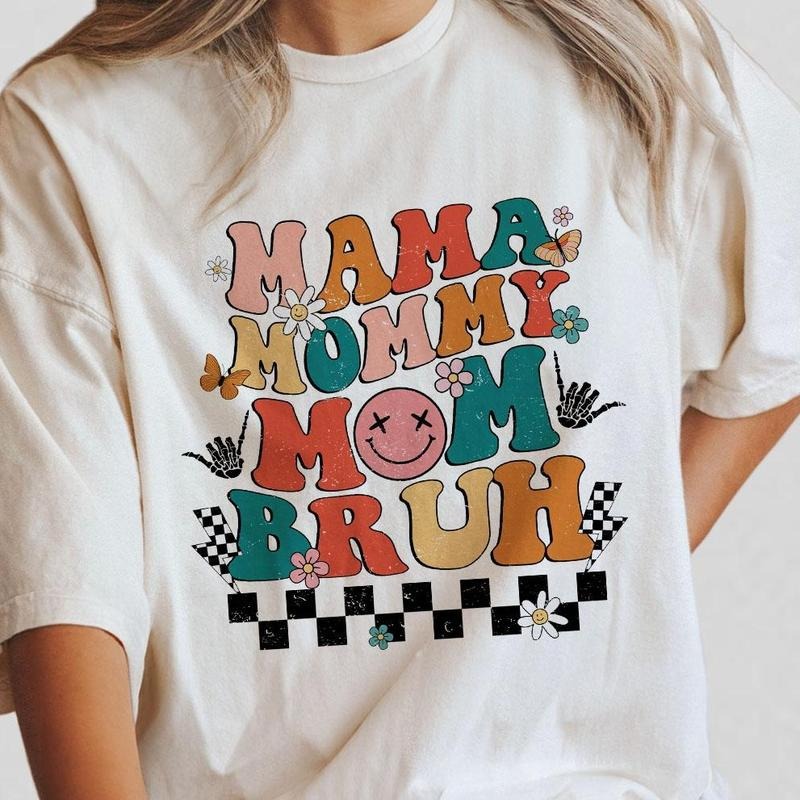 Mama Mommy Mom Bruh Shirt, Funny Mom Comfort Color Shirt, Mama Shirts, Mother's Day Gifts, Gift For Mom, Shirt For Women, Cute Tee For Mom, Gift For New Mom, Retro Mommy Shirt, Mom Brush T-shirt, Women Top Casual Comfortable Womenswear Tshirt